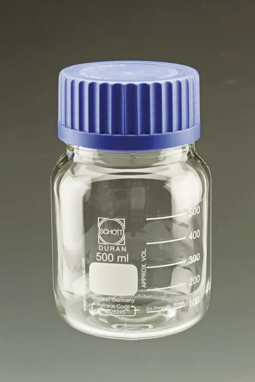 Standflaske, 500 mL, GLS80, bred hals, DURAN (055330)