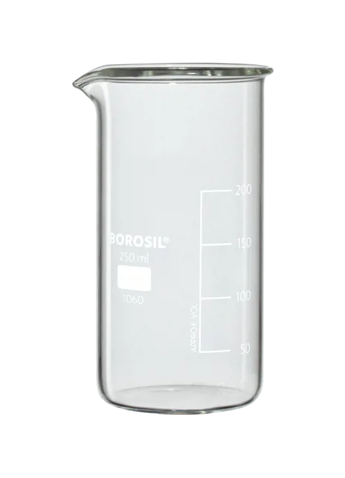 Bægerglas, høj form, 250 mL, Borosil (006830)