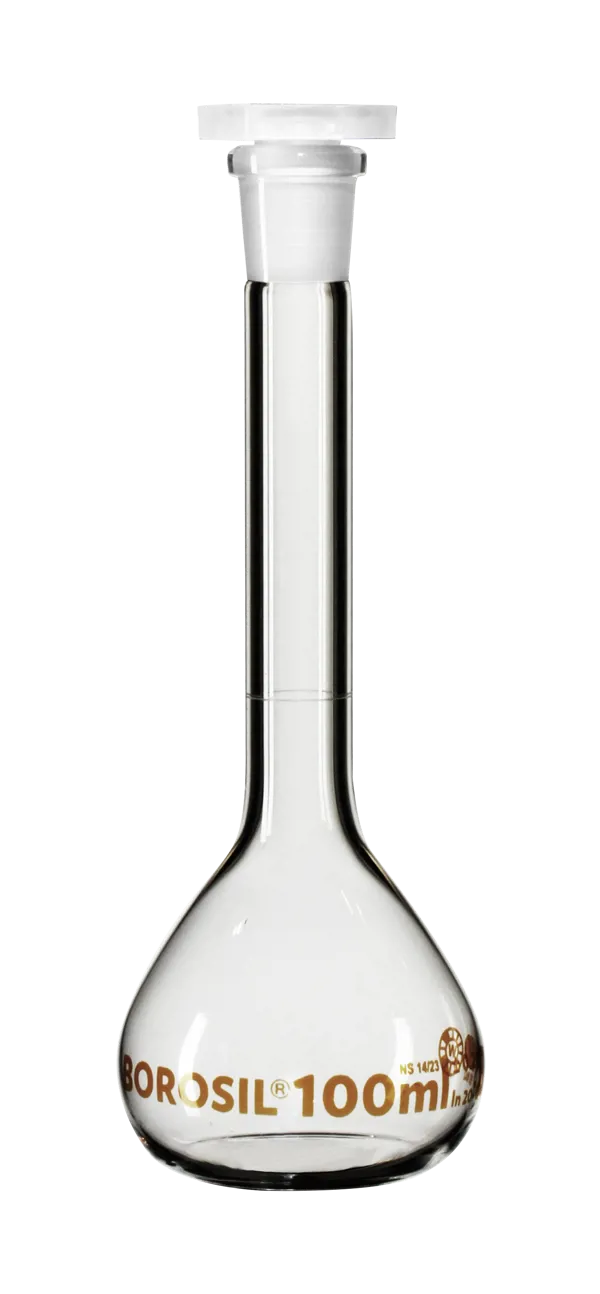Maatkolf 100ml met PP-stop en NS14/23 - borosilicaat (010710)