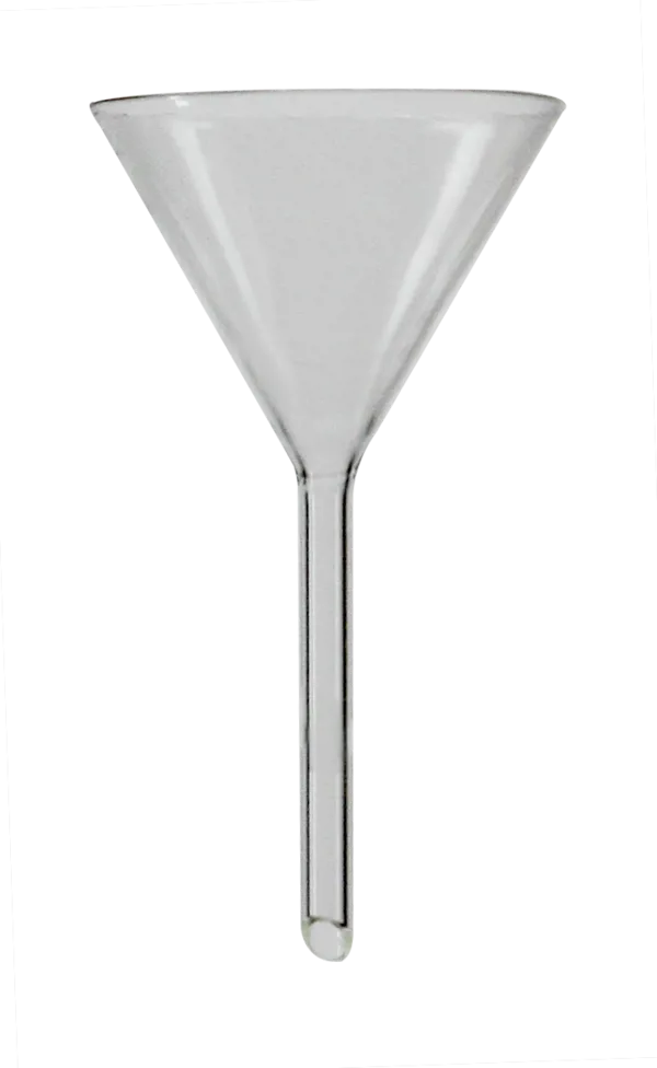 Trechter van glas, Ø75 mm met 9/6 mm uitloop (017020)