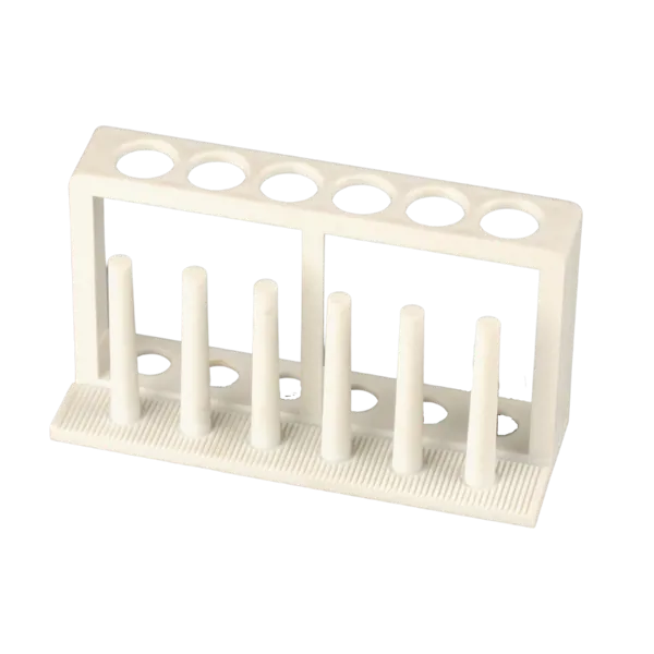 Reagensrørstativ PP Ø 18 mm 6 rør med pinner  (031016)