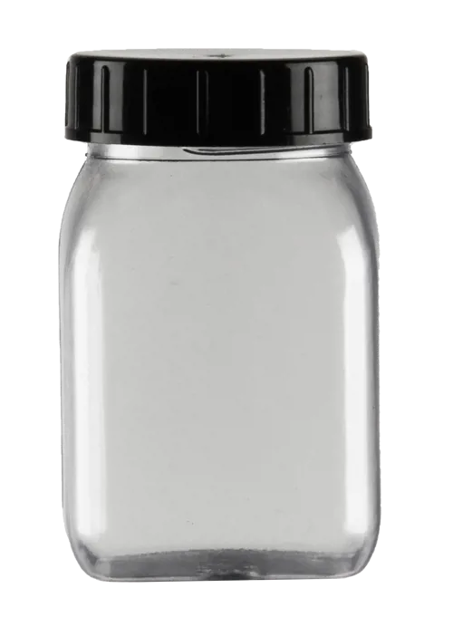 Plastdåse, klar, firkantet, 100 mL, Kautex 310 Plastdåse, klar, firkantet, 100 mL, Kautex 310 (053006)