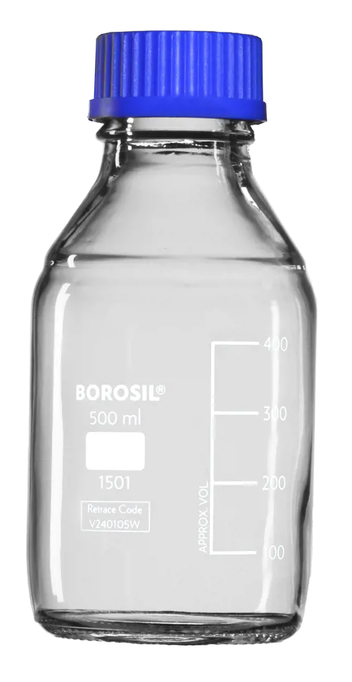 Standflaske, 500 mL, GL45 skruelåg, Borosil (054830)