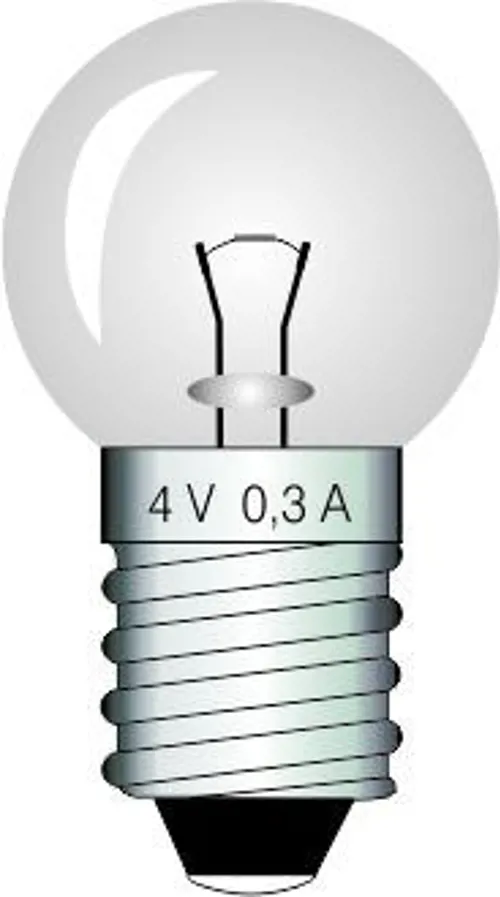 Glødelampe E10 4 V 0,3 A, pk a 10 Glødelampe E10 4 V 0,3 A, pk a 10 (425020)