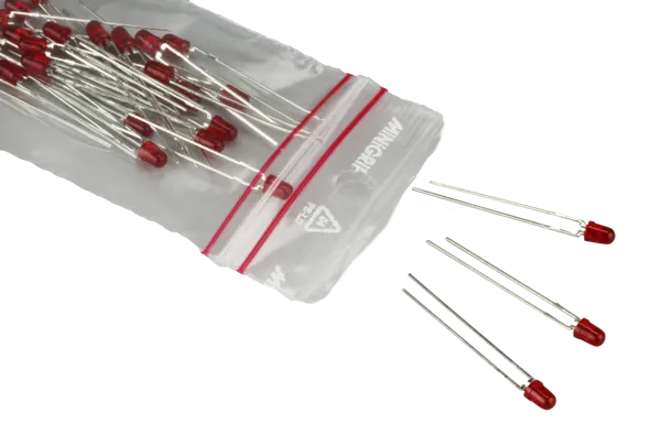 Mini lysdiode, rød, 3 mm, 20 mA  (622010)