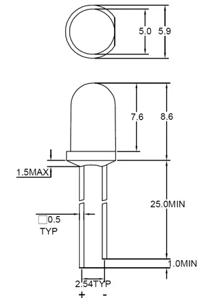 Lysdiode, grøn, 5 mm, 20 mA  (622130)