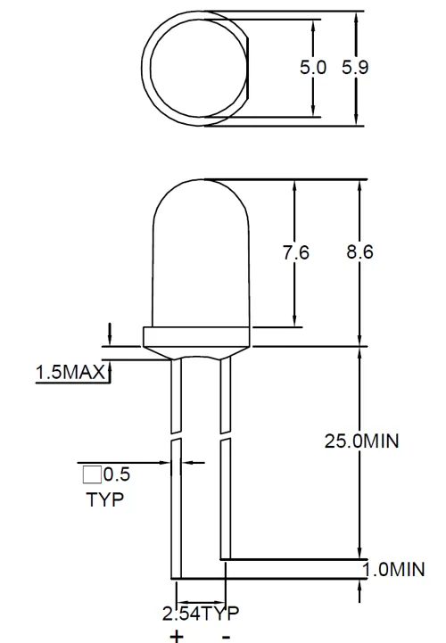 Lysdiode, grøn, 5 mm, 20 mA  (622130)