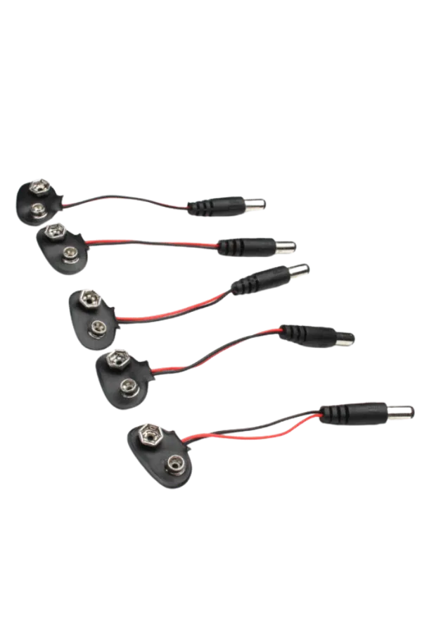 Ledning, 9 V, batteriklips, DC stik, 5 stk.  (663810)