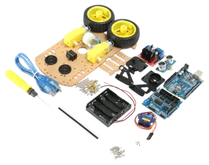 Robotbil med 2 stk. motorer, Uno proces. og komponenter  (663910)