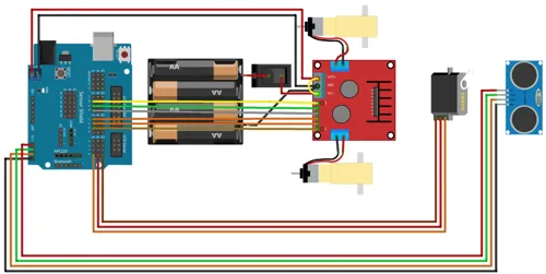 Robotbil med 2 stk. motorer, Uno proces. og komponenter  (663910)