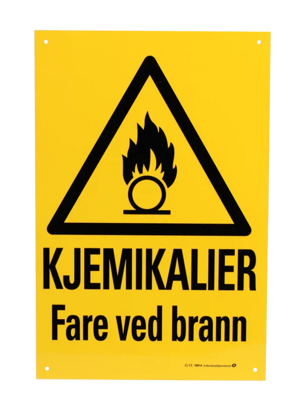 Varselskilt Kjemikalier, fare ved brann (675002)