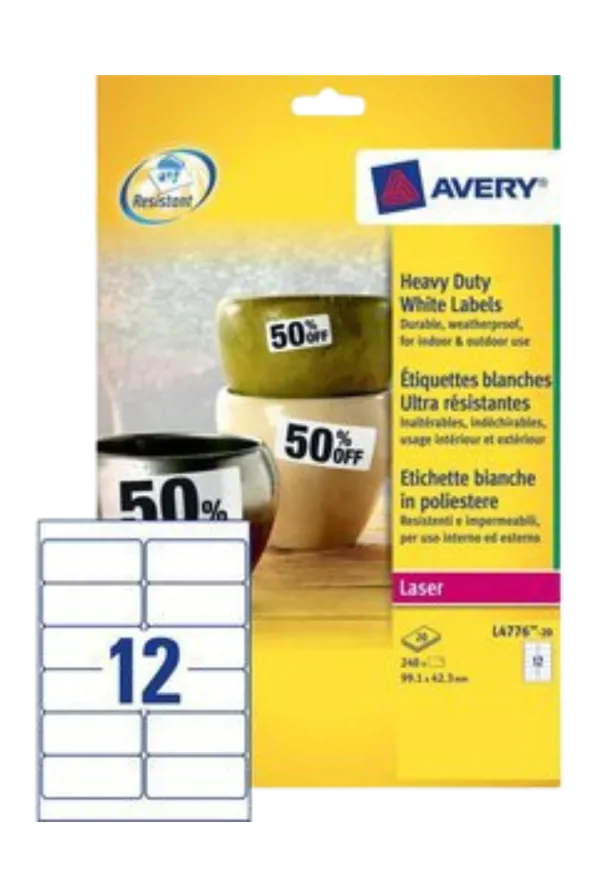 Avery etiketten polyester 99,1x42,3 mm  (NL341021)